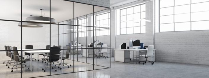 black profile glass partition